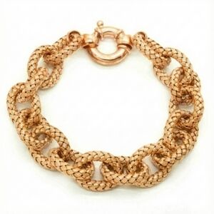 Jacmel 13mm Wide Rose Gold Vermeil Sterling Silver Cable Link Bracelet